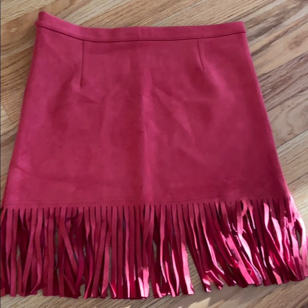 Faux Suede Tassel Skirt